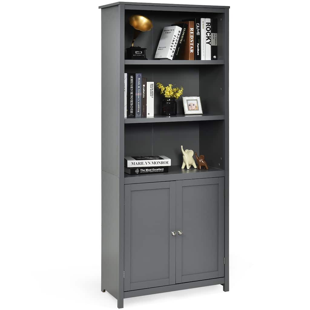Costway Bookcase Shelving Storage Wooden Cabinet Unit Standing