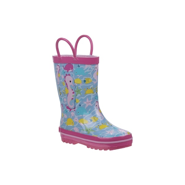 Shop Laura Ashley Pink Blue Seehorse Starfish Rain Boots Little Girls - Overstock - 31611194
