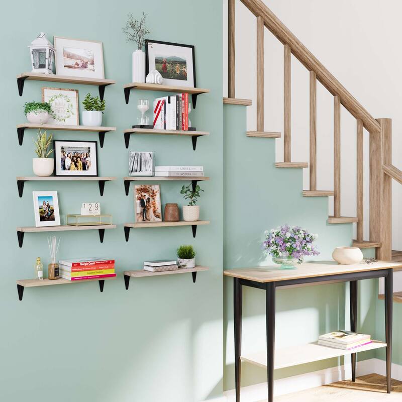 Wallniture Arras 17x4.5" Floating Bookshelves, Hanging Shelves for Living Room, Farmhouse Decor, Custom Finish and Piece Options