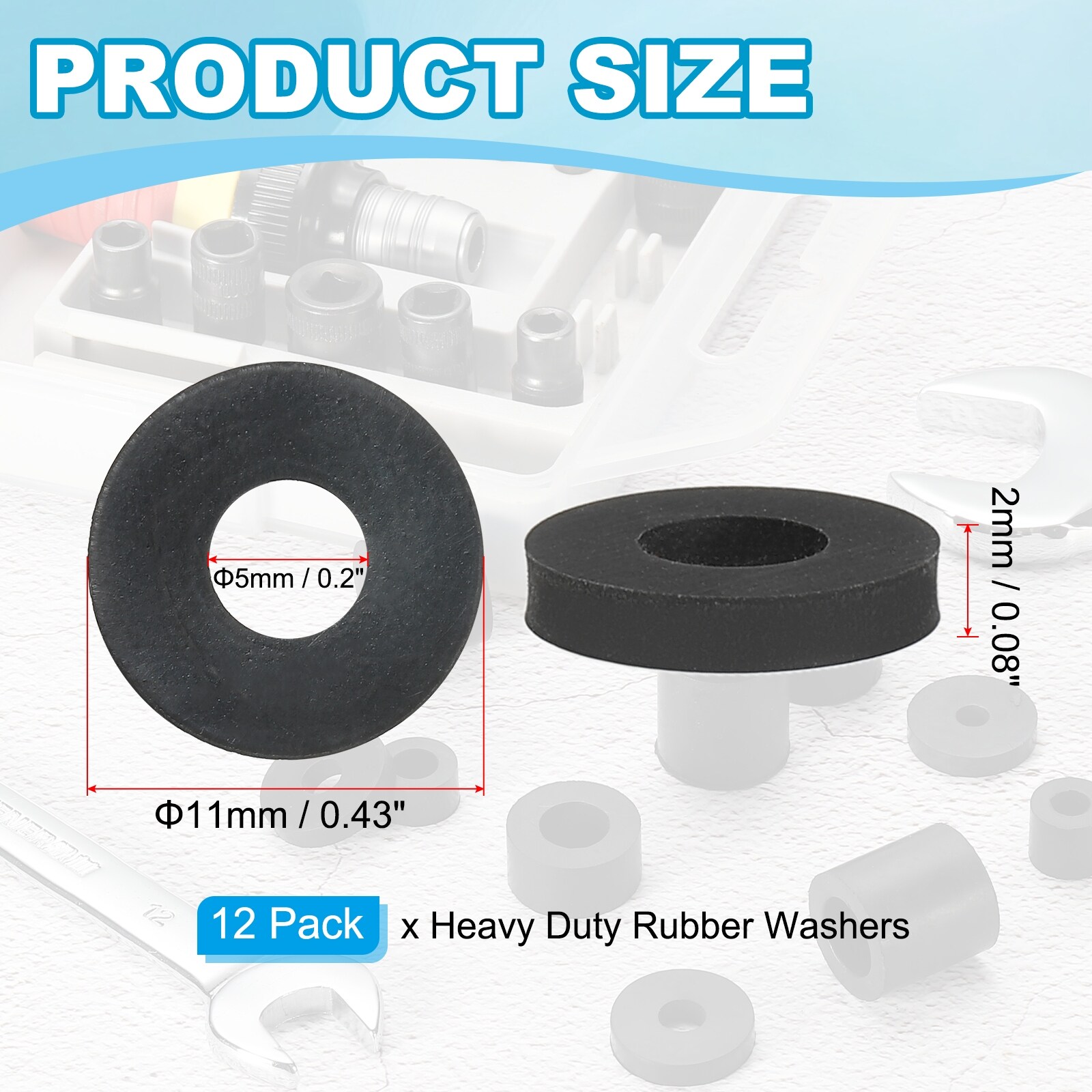 Rubber Spacer, Thick Rubber Bushing Washers Anti Vibration Spacer Round Isolation Pads, Fit for Hardware Home - Black