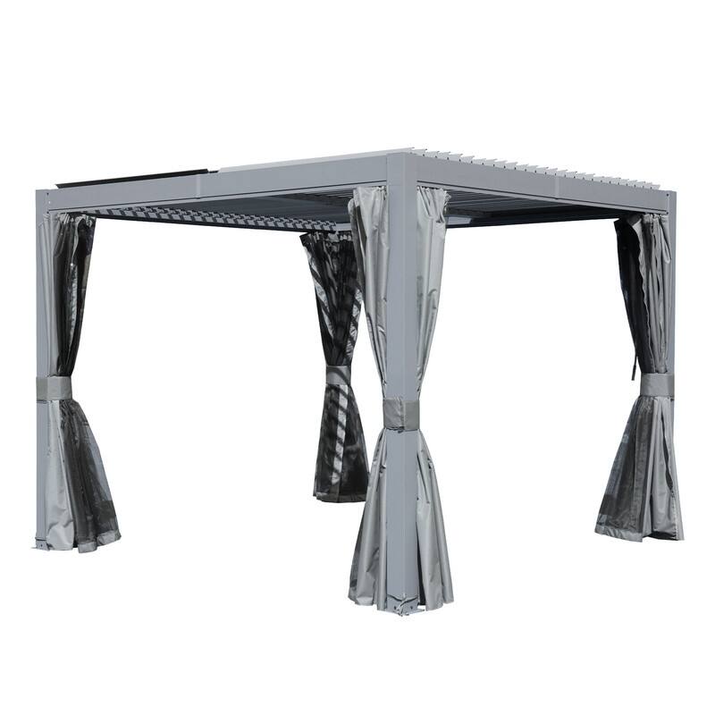 Domi Louvered Pergola 10' x 10', Aluminum Outdoor Pergola with Adjustable Louvers, Full Aluminum Frame, Built-in Gutter System