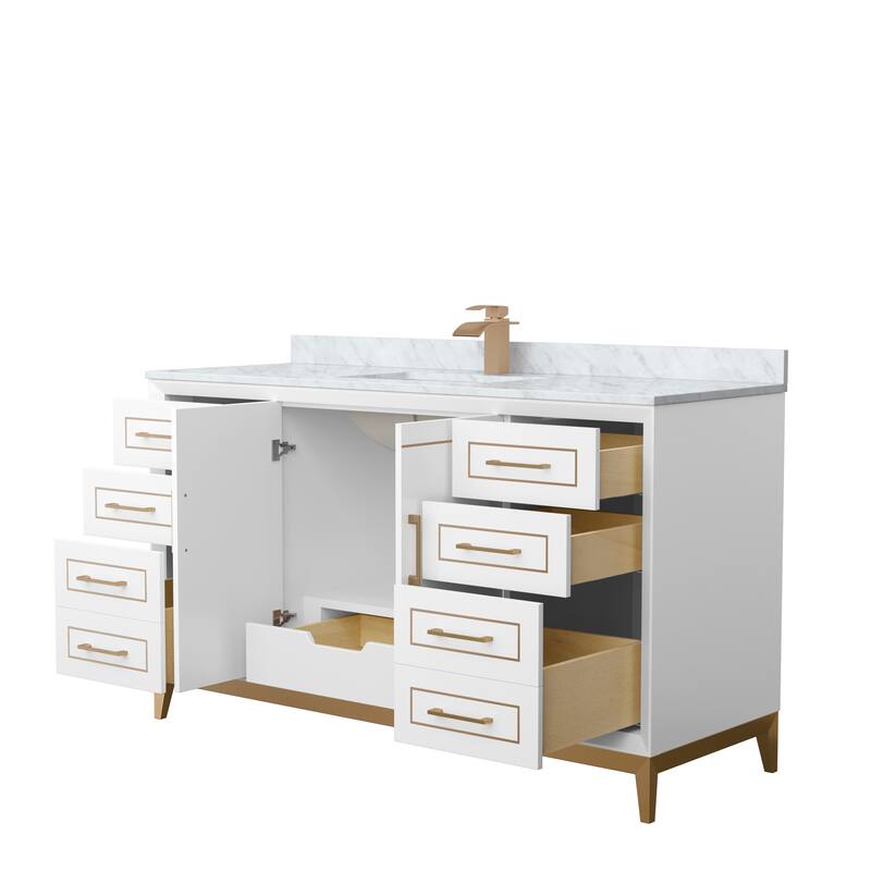 Marlena 60-Inch Single Vanity Set, Carrara Marble Top