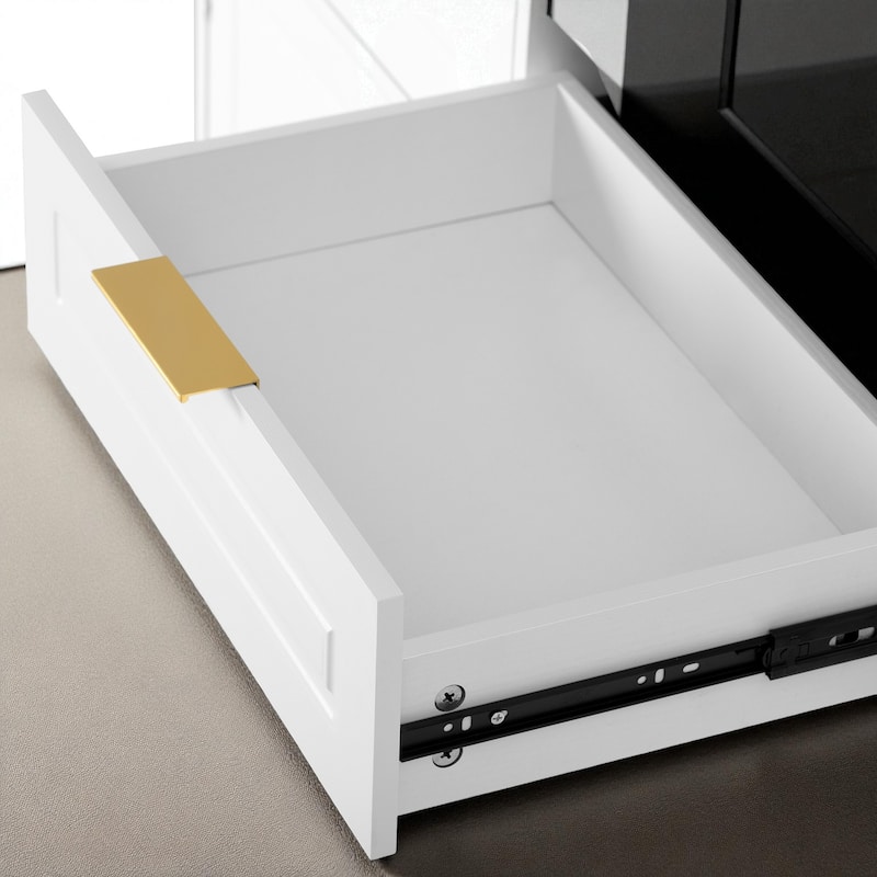 59.1" Farmhouse Sideboard Buffet with 3 Drawers, 4 Doors, Adjustable Shelf & Open Storage Compartments