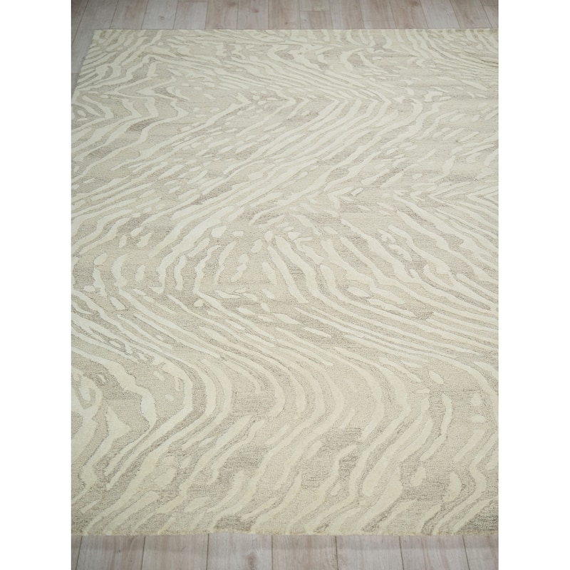 Entro Handmade New Zealand Wool Beige/Ivory Area Rug.