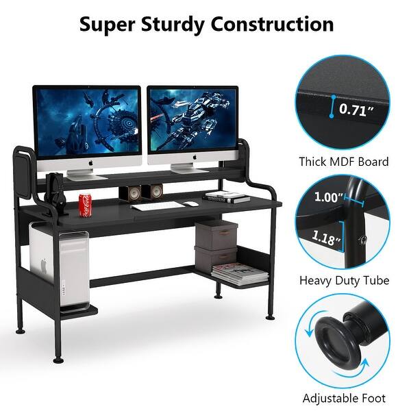 Shop Computer Desk With Hutch 55 Inch Large Gaming Desk With