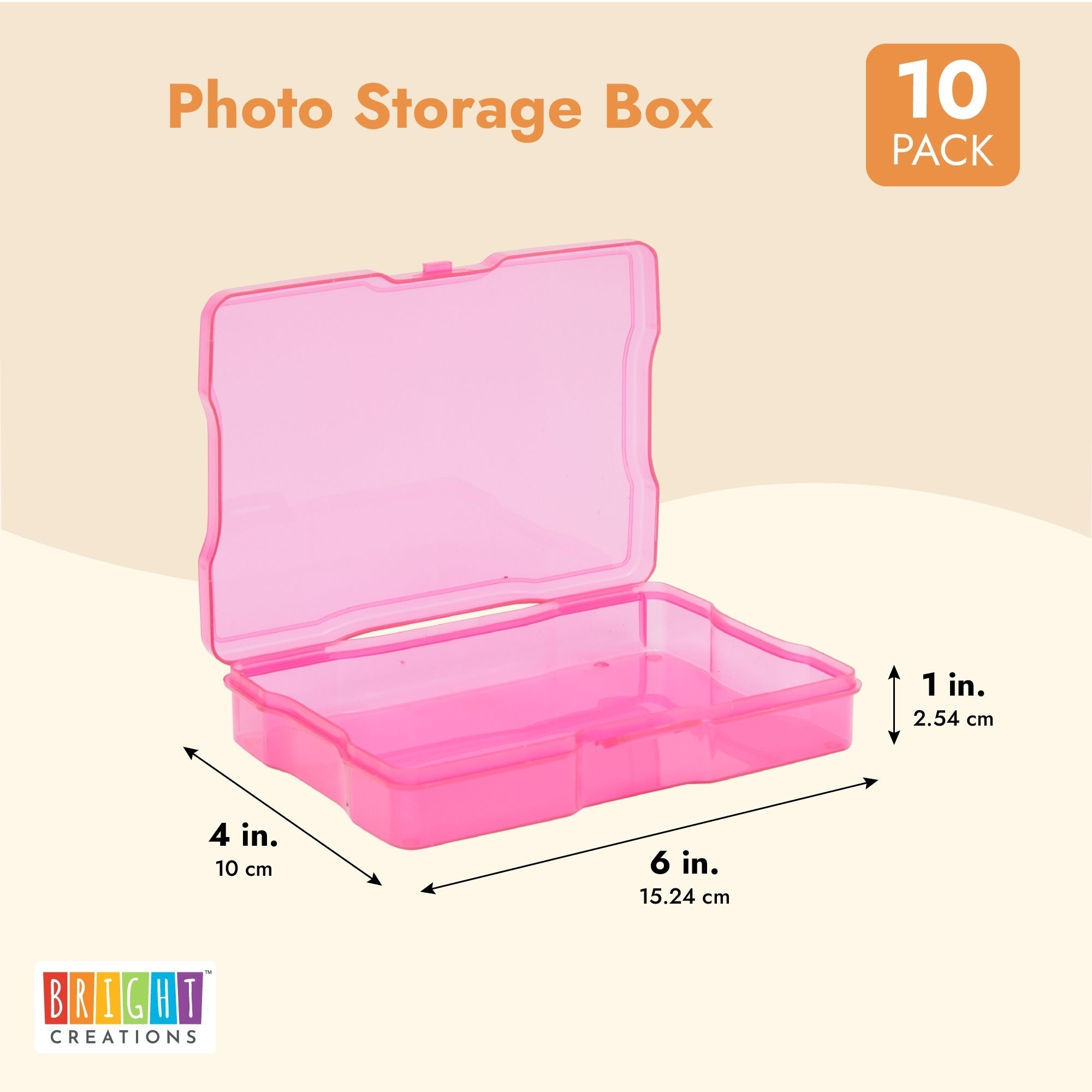 Rainbow Photo Storage Boxes for 4x6 inch Pictures with 20 Blank Labels (10 Pack)