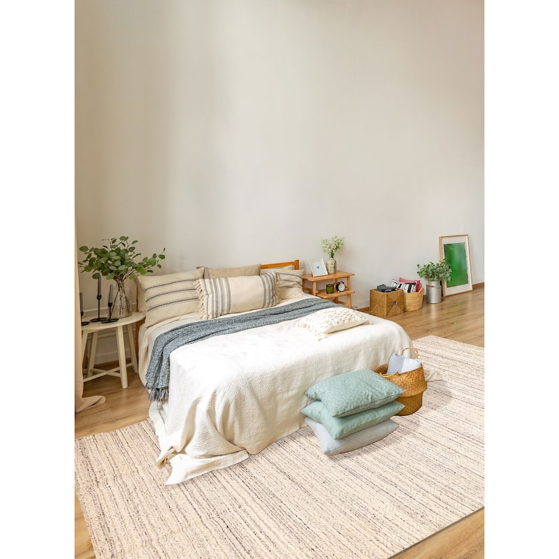 ECARPETGALLERY Hand Loomed Elysian Ivory Wool Rug - 9'7 x 13'8