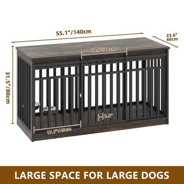 dimension image slide 2 of 3, Moasis Extra Large Dog Crate Furniture with Sliding Doors