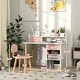 preview thumbnail 4 of 7, Qaba Kids Desk and Chair Set with Storage, Kids Study Desk for Bedroom & Study Room, Girls Boys Aged 3-8 Years, Pink