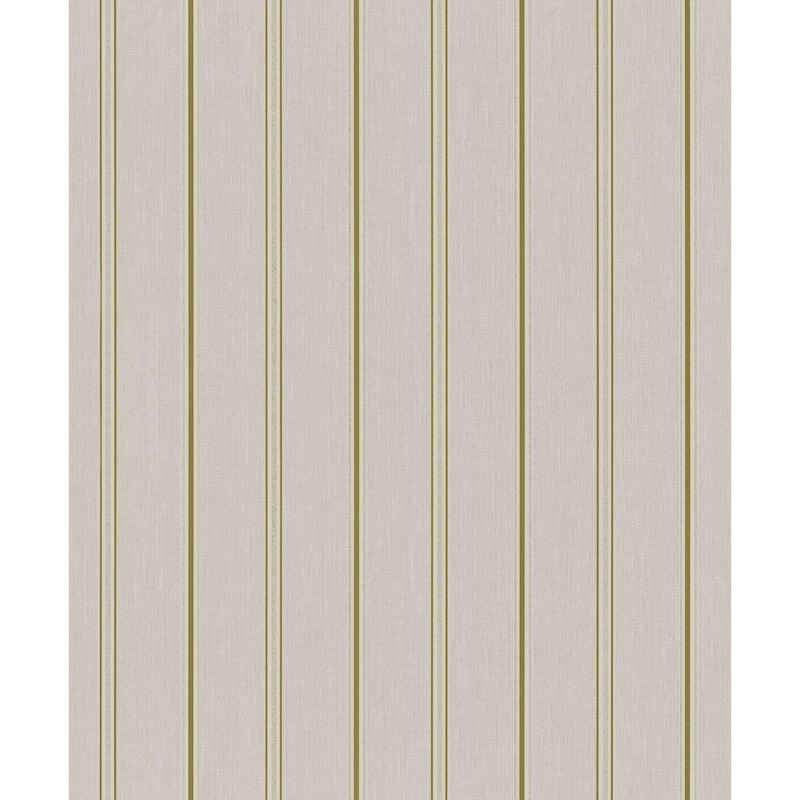 Galerie Wallcoverings Serene Collection Metallic Glitter Traditional Stripe Vinyl on Non-woven Wallpaper Roll - 33 feet x 21 inches - Beige