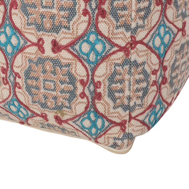 Cyril Handcrafted Boho Fabric Cube Pouf by Christopher Knight Home