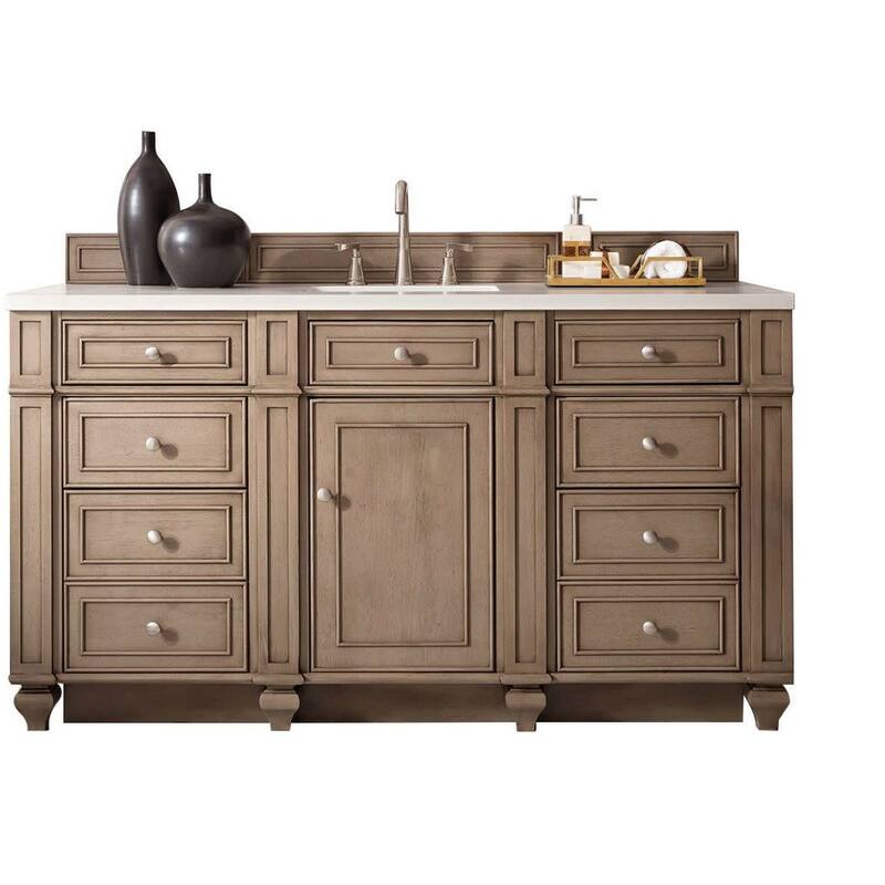James Martin Vanities 157-V60S-FEJP Bristol 60" Free Standing Single - Whitewashed Walnut