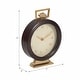 preview thumbnail 9 of 7, Sagebrook Home 9" Jansen Round Gold And Brown Desk Clock - 7" x 3" x 9"