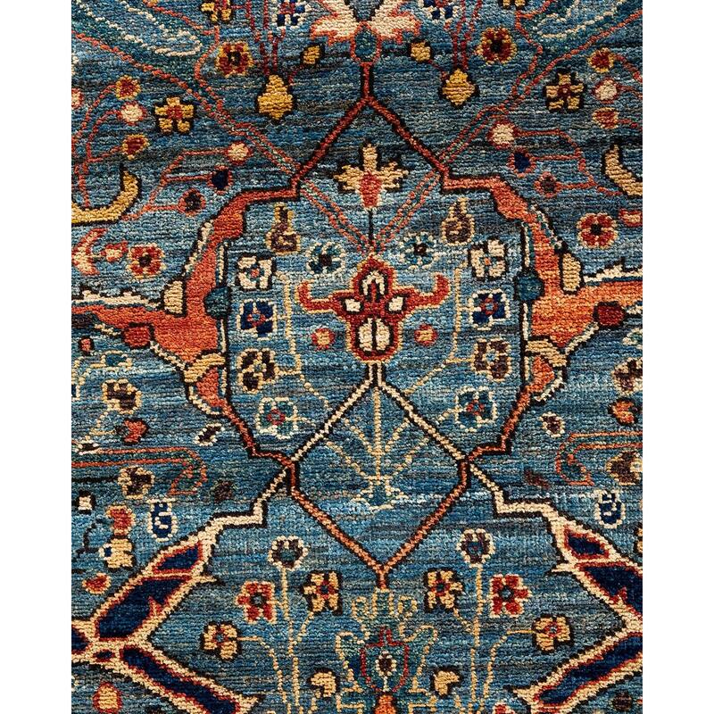 Serapi One-of-a-Kind Hand-Knotted Runner Rug - Light Blue, 2' 8" x 9' 9" - 2' 8" x 9' 9"