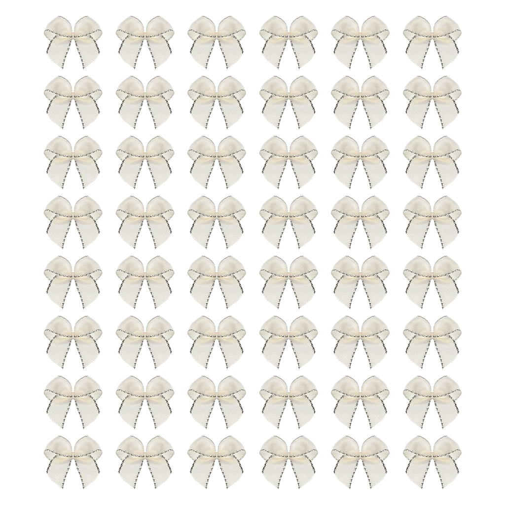 80Pcs Mini Silver Edge Ribbon Bow 1" Fabric Ribbon Bows