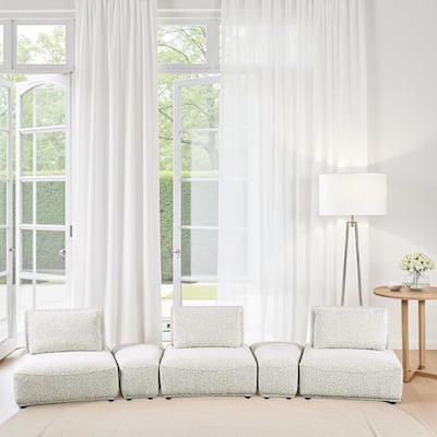 Stavan Modular Curved 3 Seater Sofa, Gray Boucle Adjustable Seat Depth