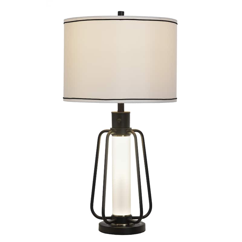 StyleCraft Steel Table Lamp with Nightlight - Breny - White Shade