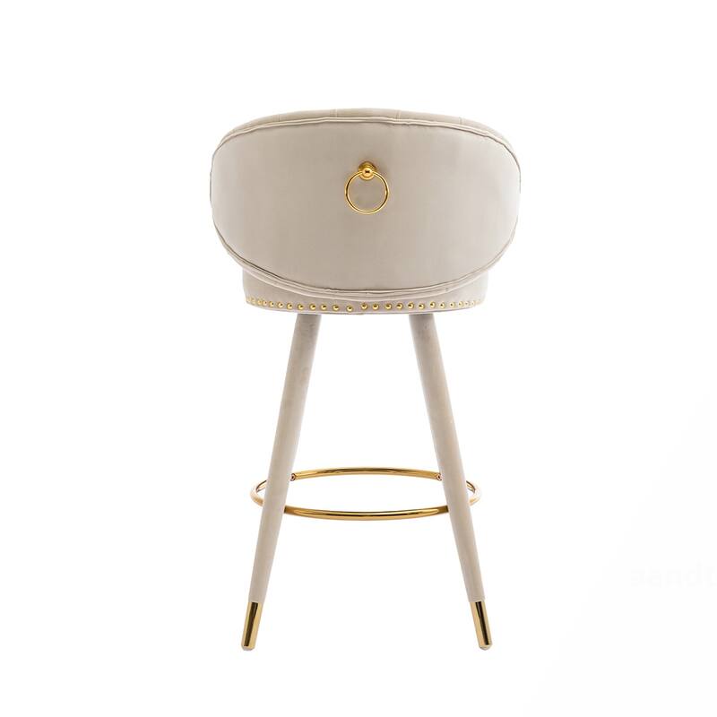2PCS Counter Height Bar Stools With Solid Wood Legs