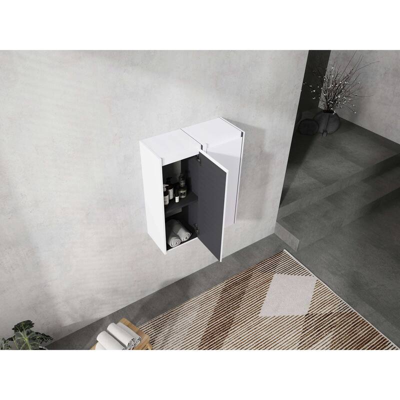 Modern Wall-Mounted Bathroom Side Cabinet with Soft-Close Doors, Floating Design, 6 Storage Compartments, 12-Inch Width