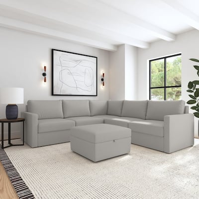5-Seat Sectional with Standard Arms & Storage Ottoman - 103" x 35" x 103"