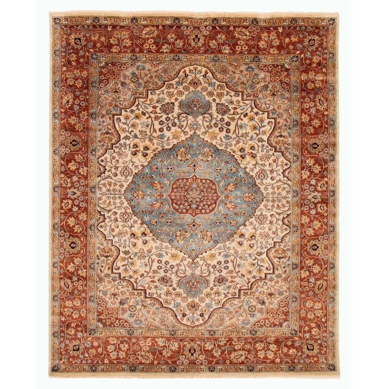ECARPETGALLERY Hand-knotted Jules Sultane Ivory Wool Rug - 7'10 x 9'10 - Ivory - 7'10 x 9'10