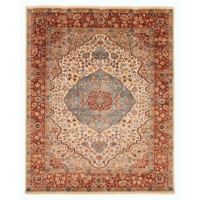 ECARPETGALLERY Hand-knotted Jules Sultane Ivory Wool Rug - 7'10 x 9'10