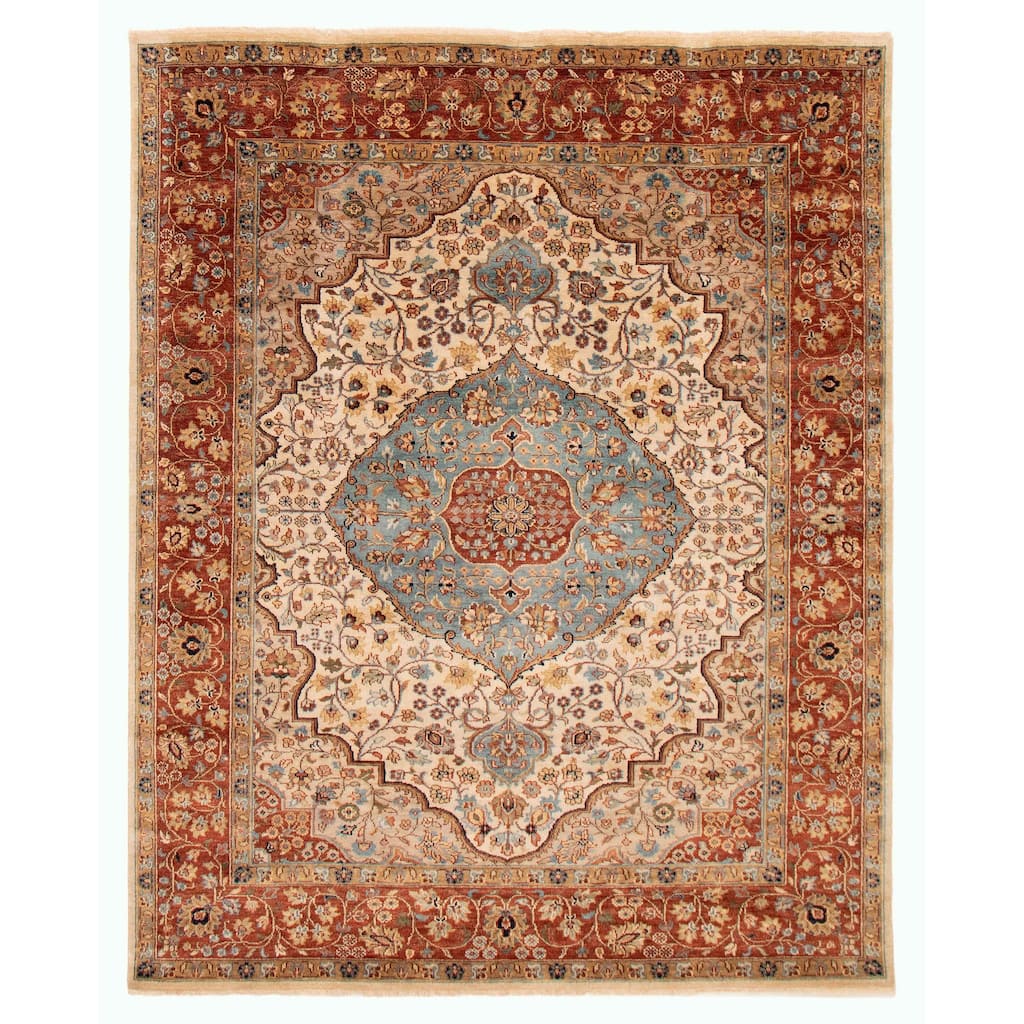 ECARPETGALLERY Hand-knotted Jules Sultane Ivory Wool Rug - 7'10 x 9'10