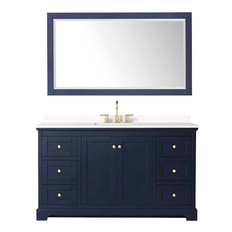 Avery 60-inch Single Vanity, Quartz Top, 58-inch Mirror