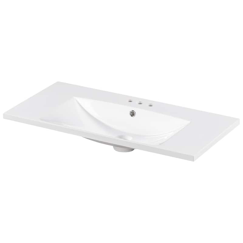 GDFStudio - Maren Sink Rectangular Resin Single Hole Bathroom Vanity Top
