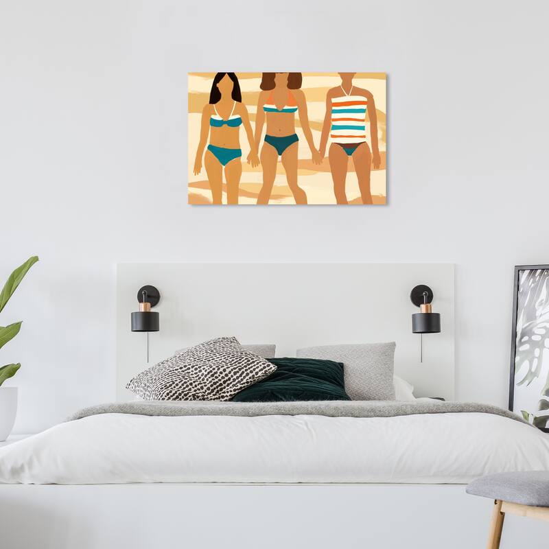Wynwood Studio Canvas Fashion and Glam Going to the Pool Brown and Light Brown Nautical & Coastal Wall Art Canvas Print