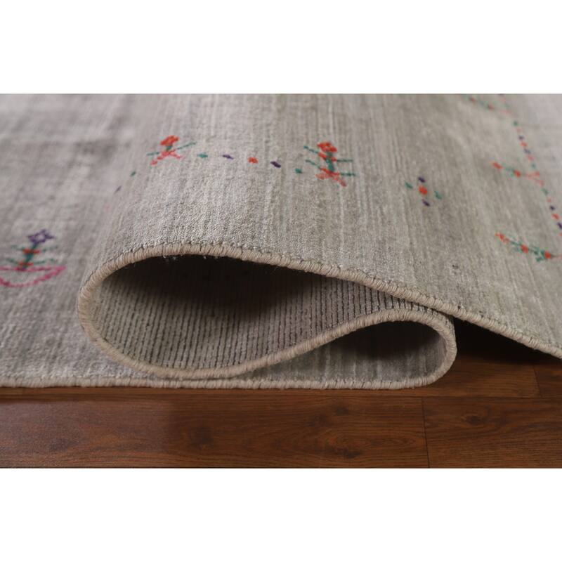 Gabbeh Indian Area Rug Handmade Beige Wool Carpet - 7'7"x 9'8"