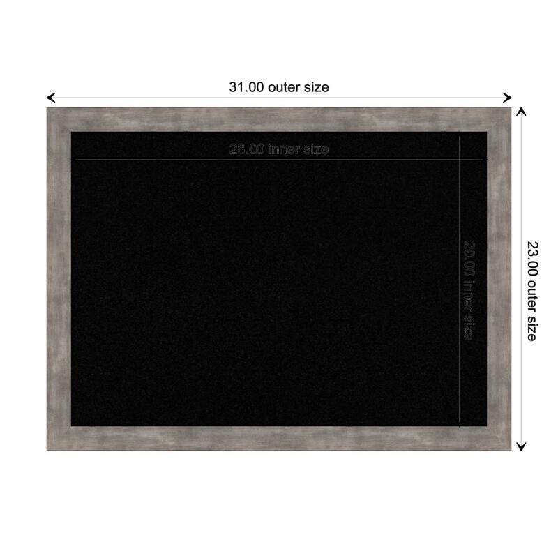 Marred Wood Framed Black Corkboard Bulletin Board - Marred Pewter - Board Size 28x20