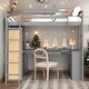 preview thumbnail 1 of 7, Twin Size Multi-function Loft Bed With Ladder,Shelves and Desk,Solid Construction Grey