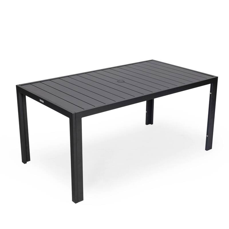 7-Piece Outdoor Dining Set in Black Aluminum Chelsea Series by LeisureMod