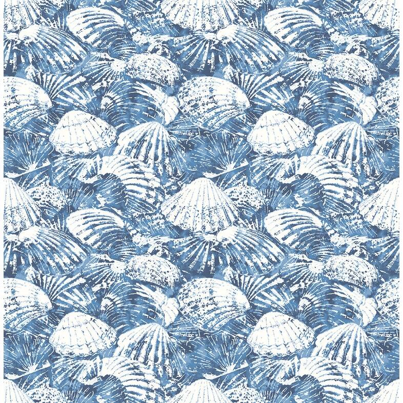 Brewster Surfside Blue Shells Wallpaper - 20.5in x 396in x 0.025in