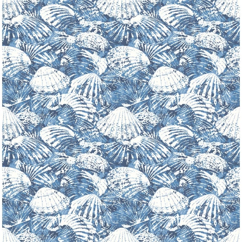 Brewster Surfside Blue Shells Wallpaper - 20.5in x 396in x 0.025in