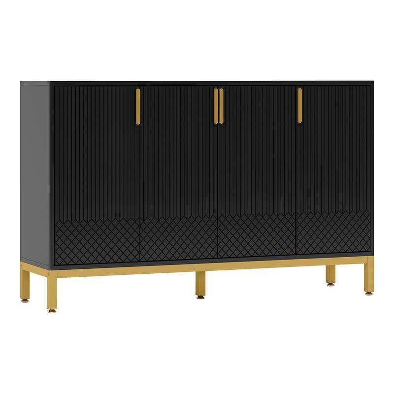59" Luxury Black & Gold Buffet Sideboard Cabinet