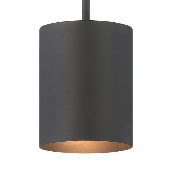 Medium 1-Light Black Aluminum Outdoor Cylinder Mini Hanging Pendant Light