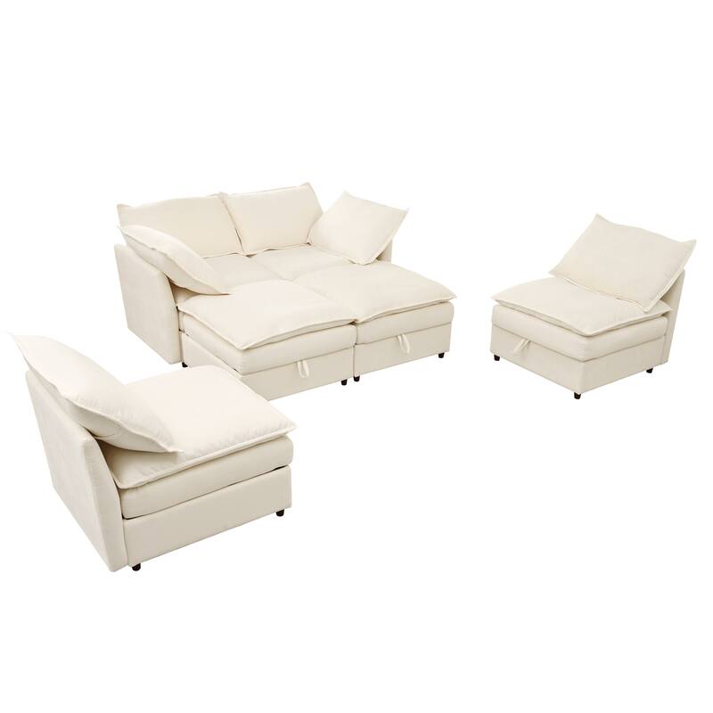 Christopher Knight Home 126" Modular Sectional Sofa with Storage - 126" x 63" x 35"