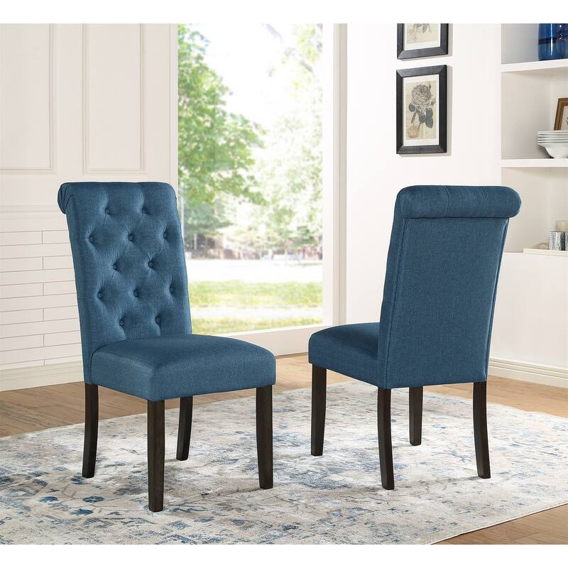 Solid Wood Tufted Asons Dining Chair Set of 2 - Blue
