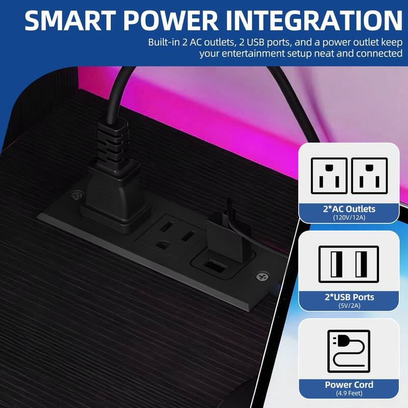 Moasis Farmhouse TV Stand with LED Lights & Power Hub