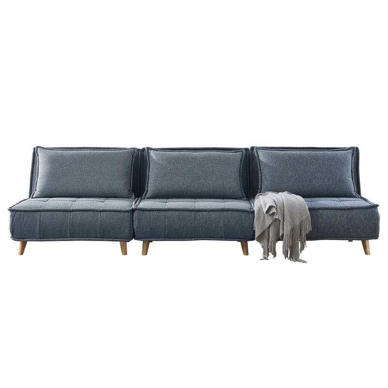 Art Leon Modern Modular Convertible Sofa Chair - 3pcs-Blue