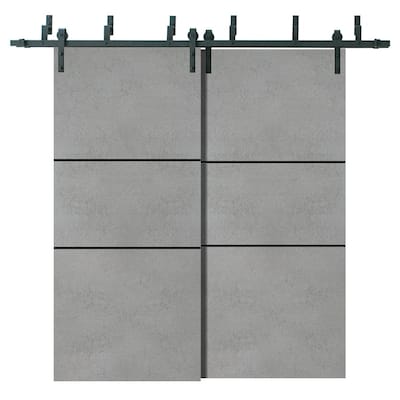 Barn Bypass Doors 72 x 80 Planum 0014 Concrete with Sturdy 6.6ft