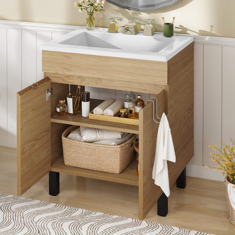 Moasis 25'' Free-Standing Bathroom Vanity with SMC Top and Cabinets