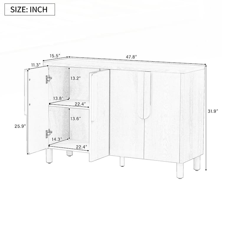 4-Door Buffet Cabinet with Storage