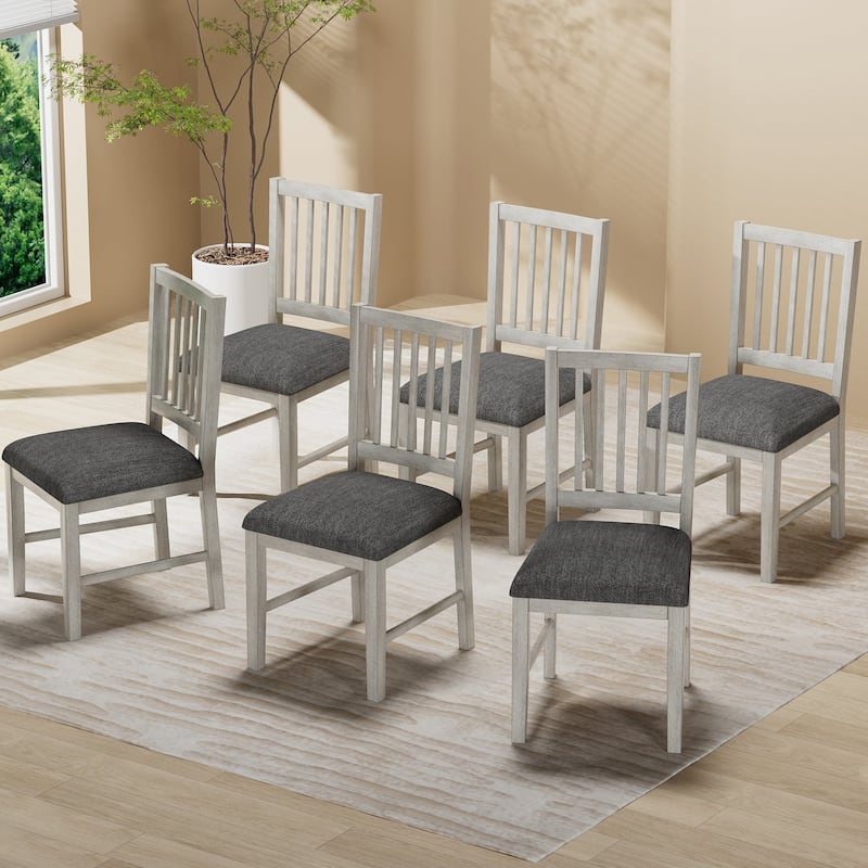 VECELO Modern Dining Chairs, Farmhouse Kitchen Chairs Set of 2/4/6, Kitchen Dining Chairs with Sturdy Solid Wood Frame - Set of 6