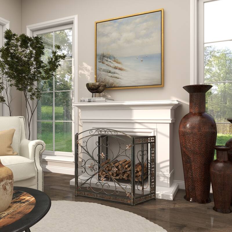 Green Metal Fireplace Screen