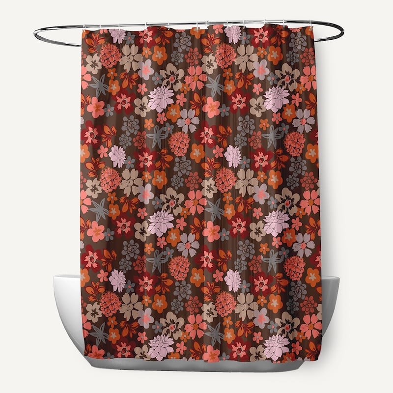Succulent Garden Shower Curtain - Brown