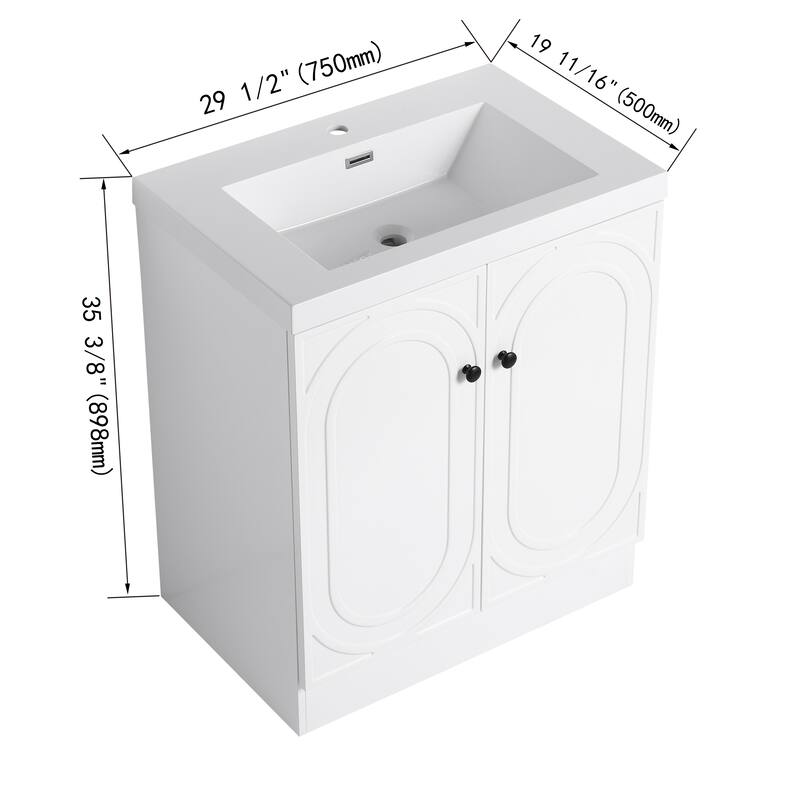 ARTCHIRLY 24/30/36 Inch Bathroom Vanity with Sink, Freestanding Bathroom Vanity with Soft Close Door and Adjustable Shelf