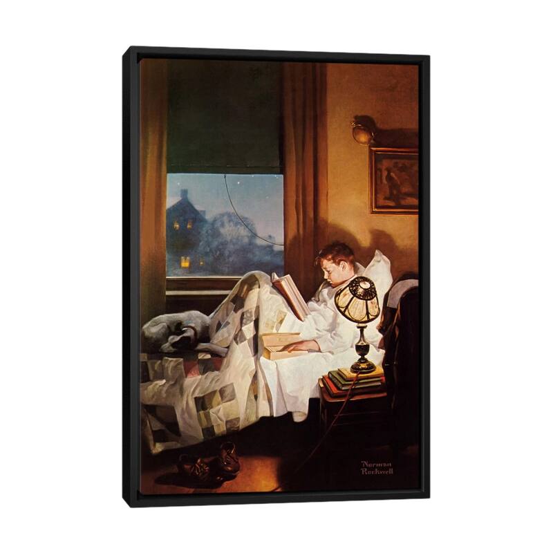 iCanvas "And Every Lad May Be Aladdin" by Norman Rockwell Framed Canvas Print - Black - 40x26